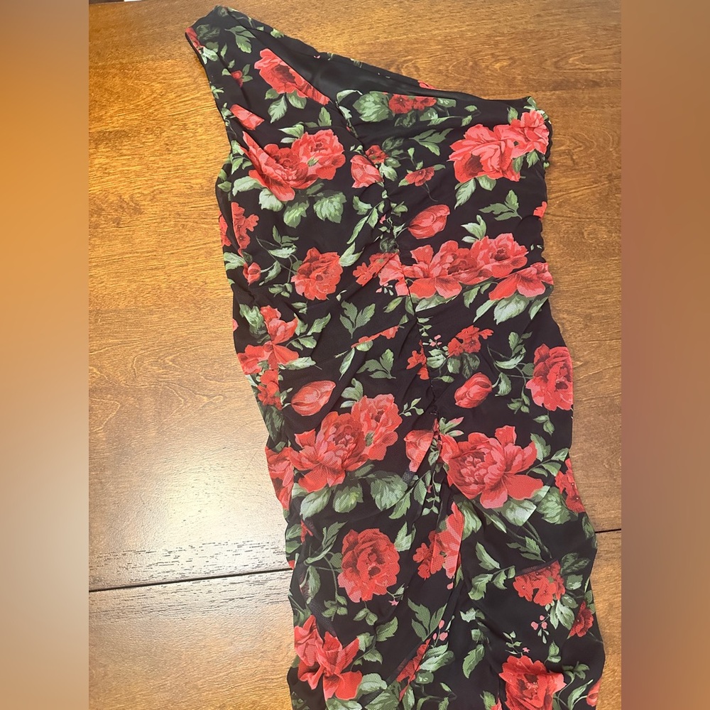 Love By Design Black and Red Floral Midi Dress - Picture 5 of 8